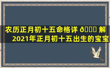 农历正月初十五命格详 🐋 解「2021年正月初十五出生的宝宝好不好」